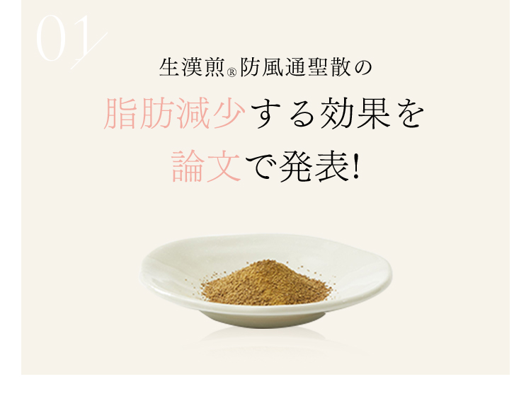 01生漢煎®防風通聖散の脂肪減少する効果を論文で発表！